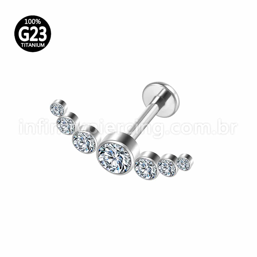 Piercing Labret Cluster Titânio Zircônia